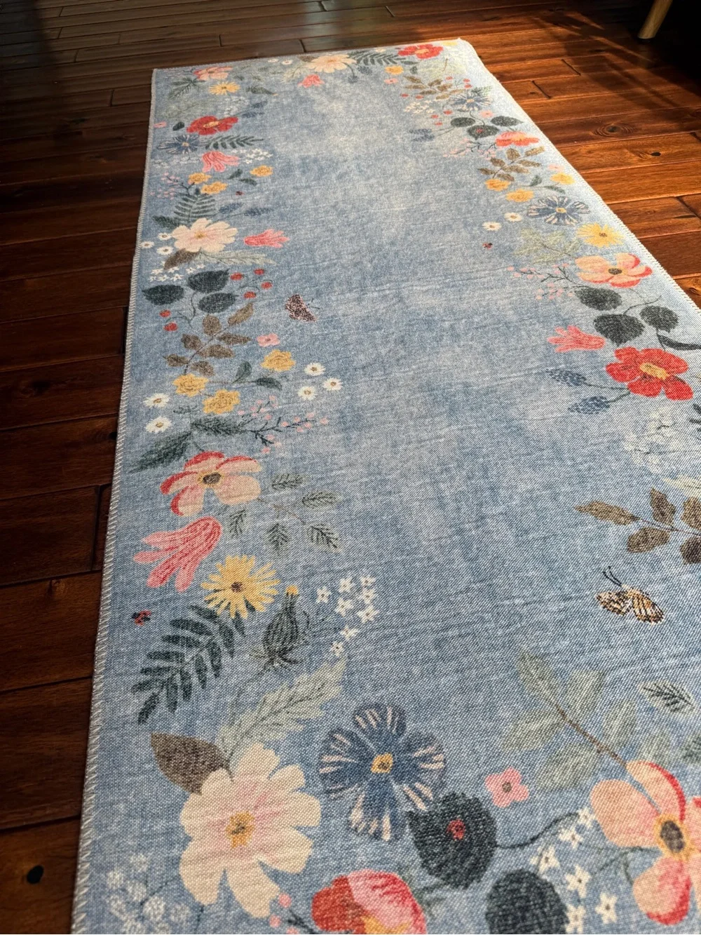 Rifle Paper Co. Floral Roll-Up Runner - Light Blue Floral Print